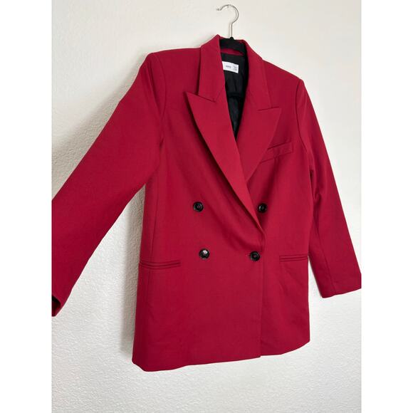 Mango Double-Breasted Structured Oversized Blazer Women’s Size Small Red - Picture 11 of 13